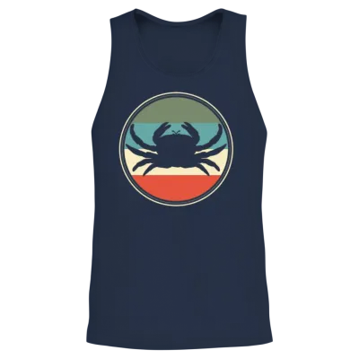 Crab Crabbing Retro Unisex Tank Top - Navy