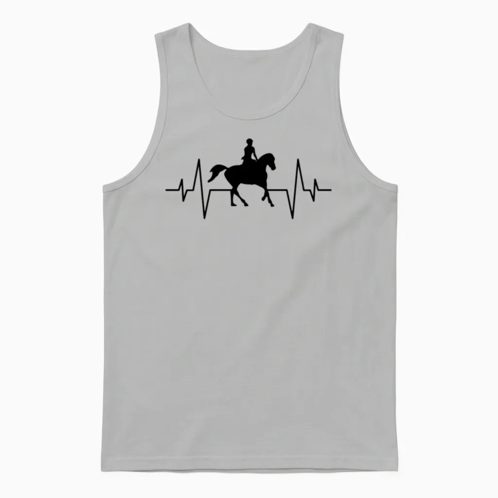 Horse Heartbeat Lovers Unisex Tank Top in Ash