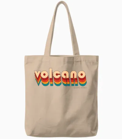 Volcano Retro Tote Bags - Natural