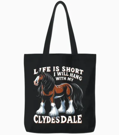 Draught Horse Lover Giant Horse Breed Clydesdale Tote Bags - Black