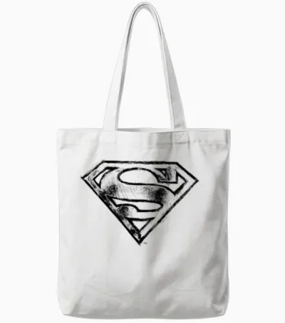 Superman S-Shield Logo Black and White Tote Bags - White
