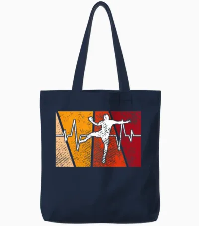Handball Retro Heartbeat Tote Bags - Navy