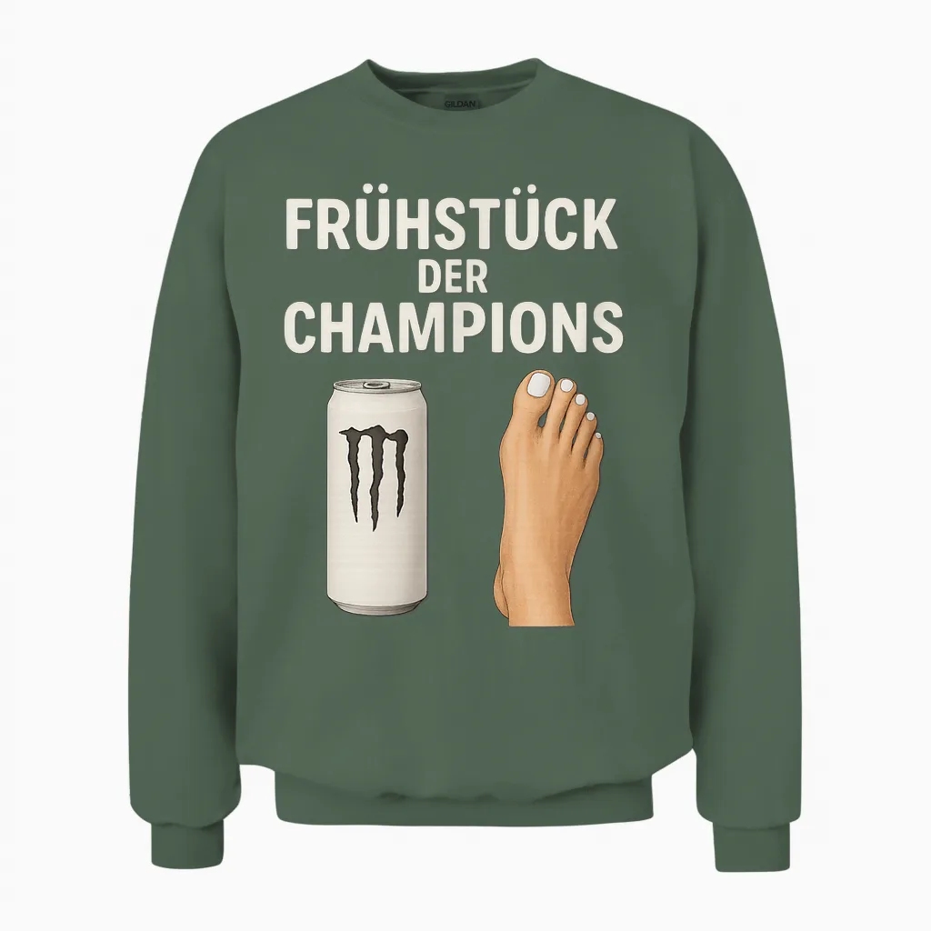 Frühstück Der Champions - Weisses Monster Und Perfekte Füße Unisex Sweatshirt in Military Green