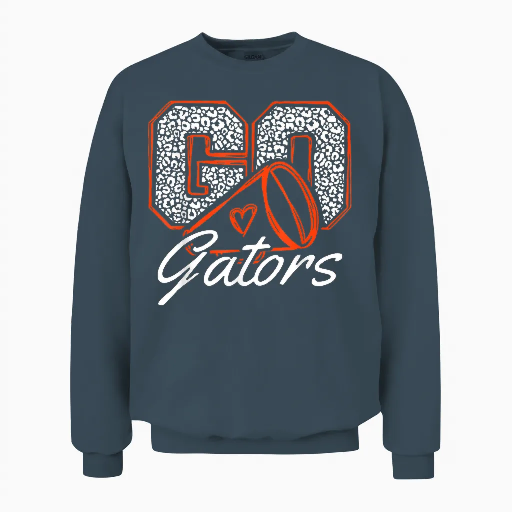 Go Cheer Gator Design Gift for Men Women Girls Boys Unisex Sweatshirt in Dark Heather