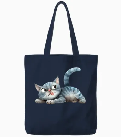 Funny Cat Tote Bags - Navy