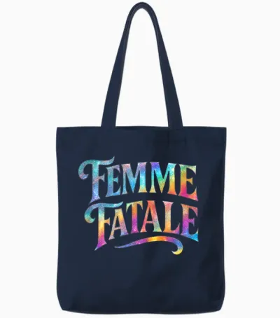 Femme Fatale Rétro Rainbow Typographie Déclaration Tote Bags - Navy