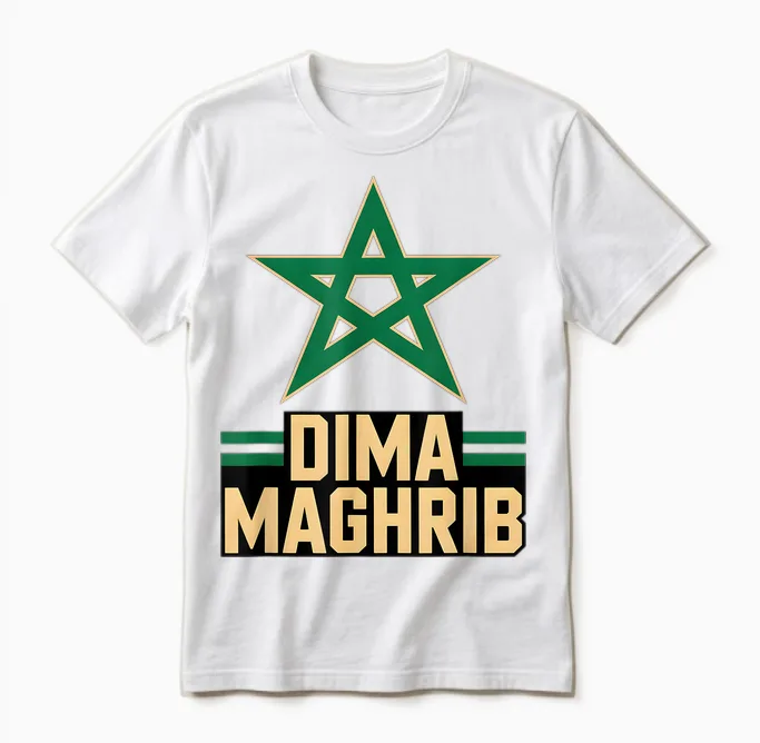 Drapeau Du Maghreb Classique Du Maroc Cheer Country Jour De Jeu Préféré Unisex T-Shirt in White
