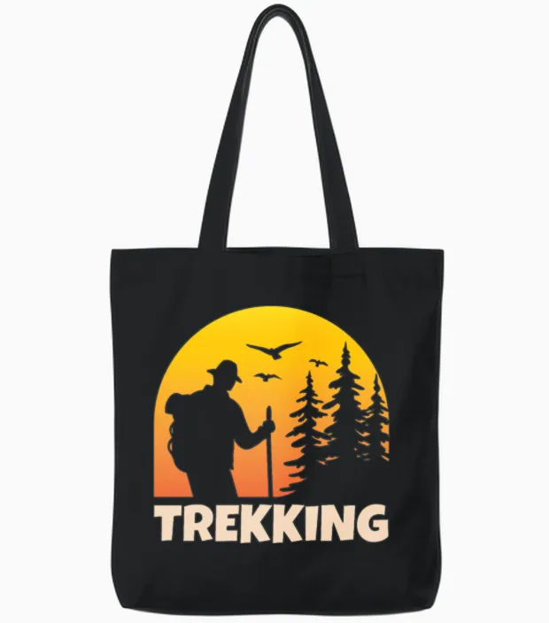 Trekking Hiking Hiker Hike Lover Tote Bags in Black