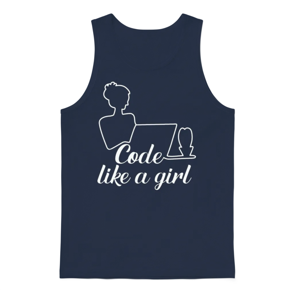 Code Like a Girl for Programmer Woman Girls Unisex Tank Top - Navy