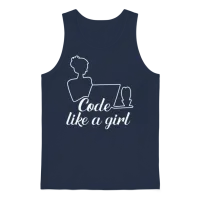 Code Like a Girl for Programmer Woman Girls Unisex Tank Top - Navy – 1