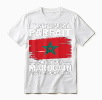 Je Ne Suis Pas Parfait Mais Marocain Humour Morocco Gift T-Shirt, Black, S Unisex T-Shirt - White