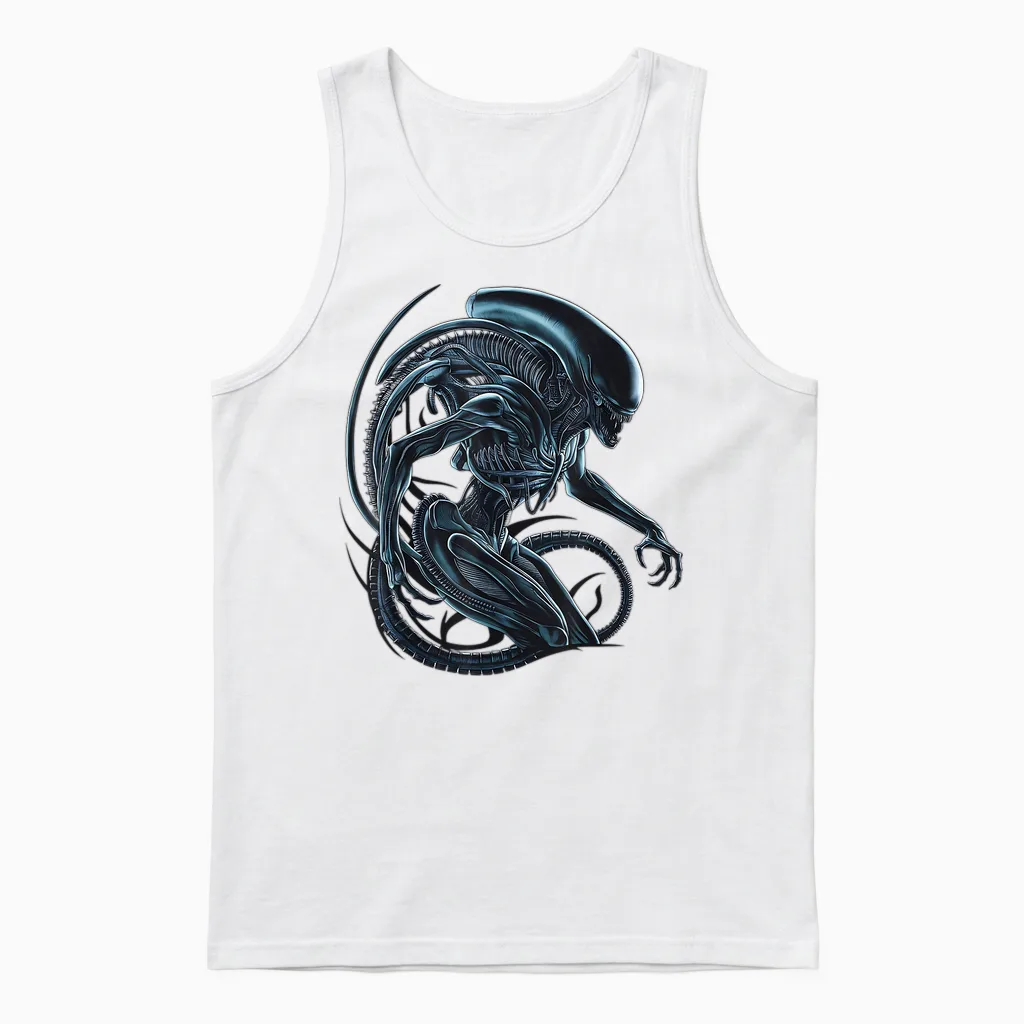 Illustriertes Poster Mit Alien-Xenomorph Unisex Tank Top in White