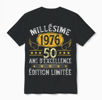 Vintage 1976 50 Years Birthday Man Woman Vintage 1976 Unisex T-Shirt - Black