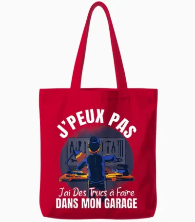 Papa Bricoleur Humour J'peux Pas Cadeau Garage T-Shirt, Black, S Tote Bags - Red
