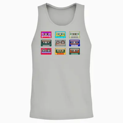 Retro Colorful Cassettes Unisex Tank Top - Ash