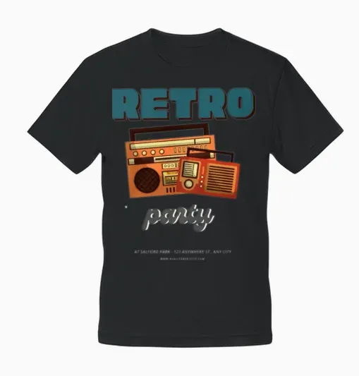 Retro Party Unisex T-Shirt - Black