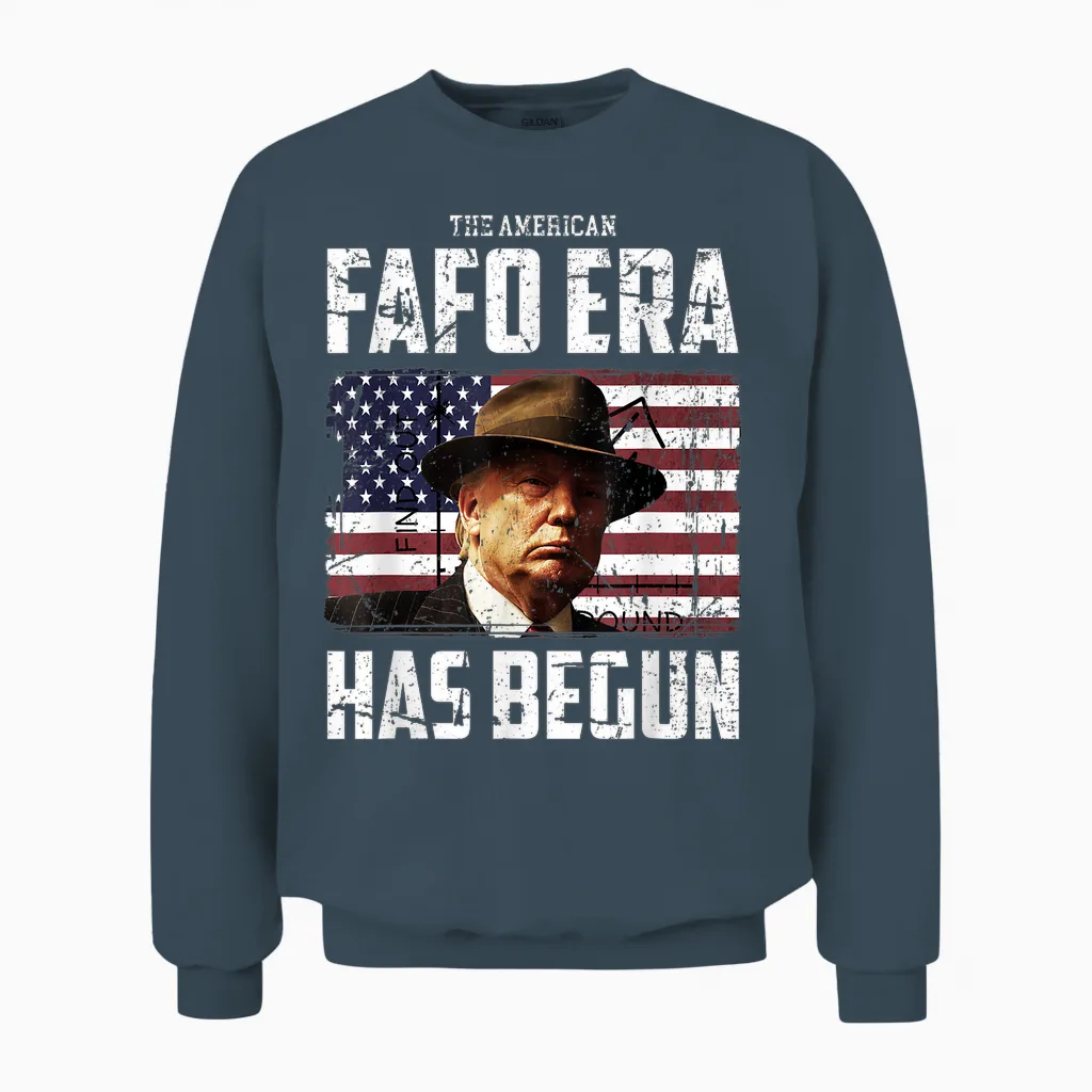 Donald Trump the American Fafo Era Around and Find Out Pres Unisex Sweatshirt in Dark Heather