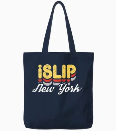 Retro Islip New York Tote Bags - Navy