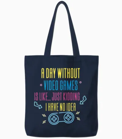 Gaming Gamer Video Games Tote Bags - Navy