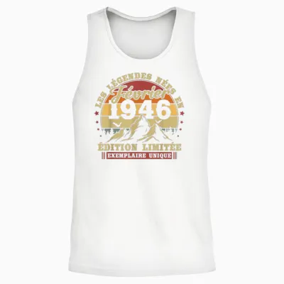 Vintage Février 1946 Rétro Anniversaire 80 Ans Hommes Femmes Unisex Tank Top - White