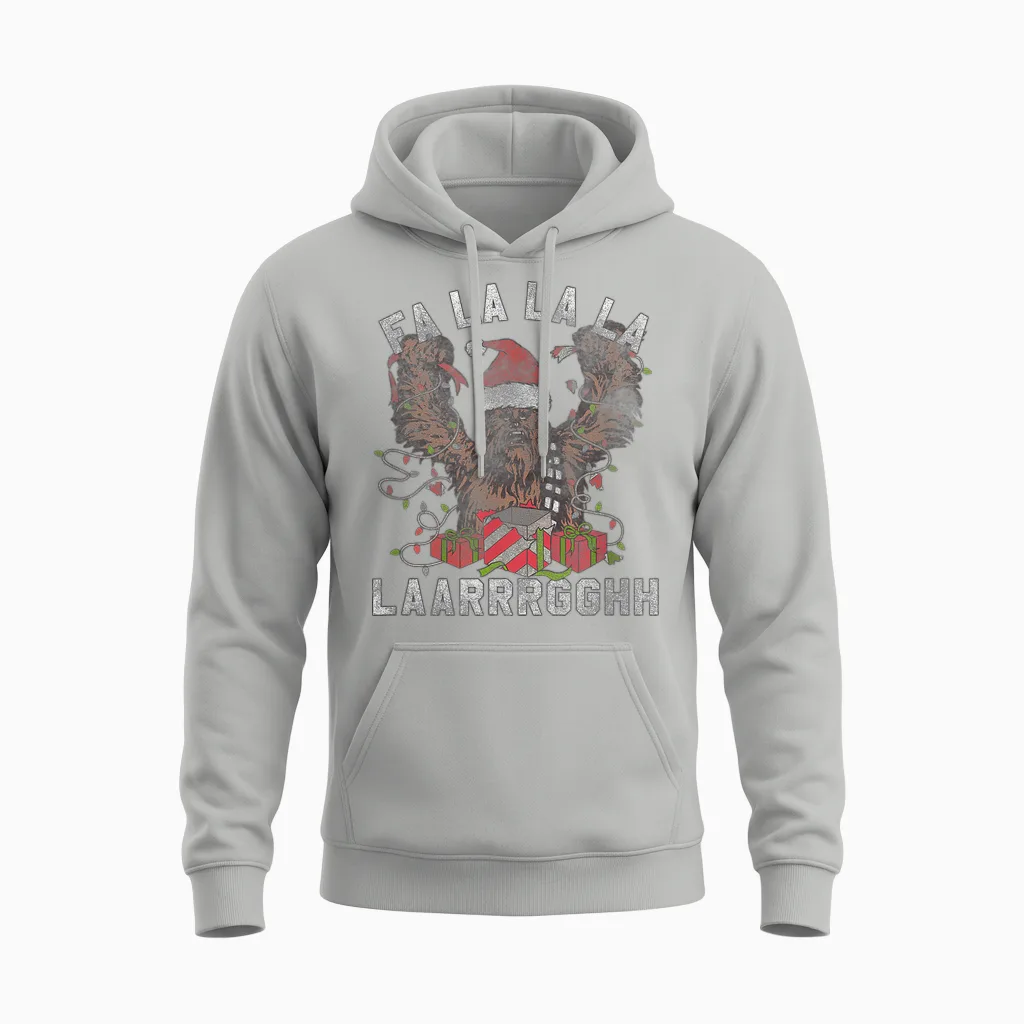 Star Wars Christmas Chewbacca Lights & Presents Fa La La Unisex Hoodie in Ash