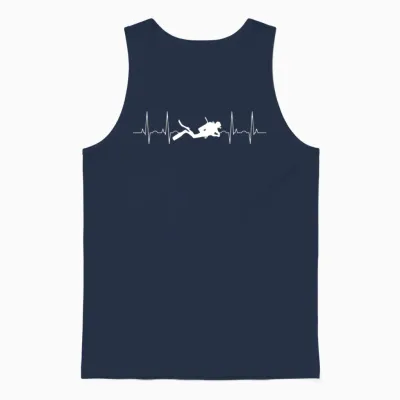 Diving Heartbeat Unisex Tank Top - Navy
