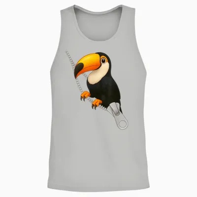 Adorable Toucan Bird Shaped Zipper Unisex Tank Top - Ash