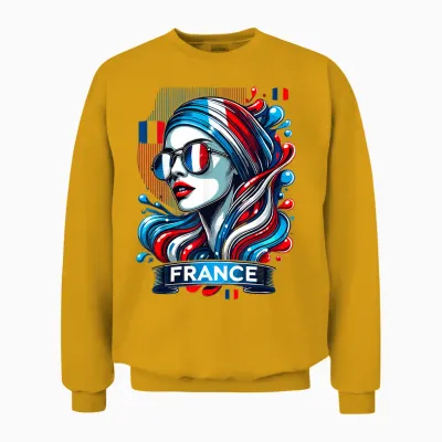 French Flag, French Flag Gift, France Supporter, T-Shirt, White, S Unisex Sweatshirt - Gold