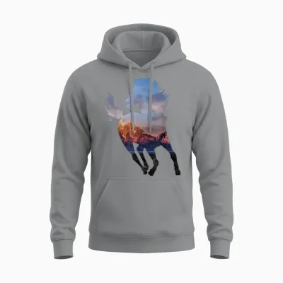 Wild Mustang Western Horse Gift for Horse Lovers Unisex Hoodie - Sport Grey