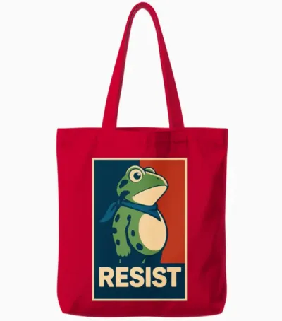 Portland Frog Protest I Stand with Frog Tote Bags - Red