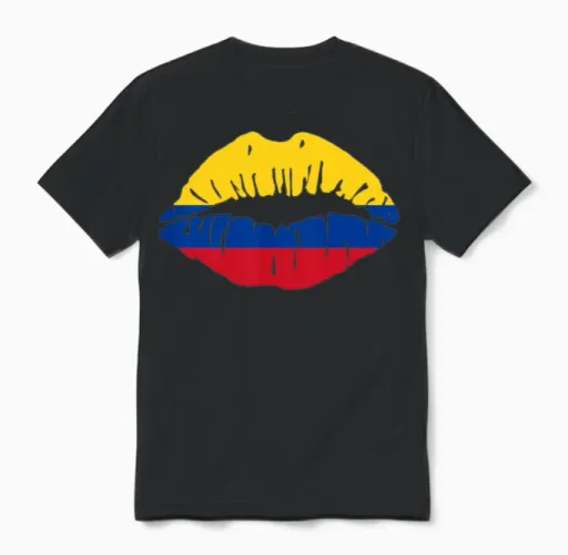 Colombia Flag Kiss World Champions Gift Idea Unisex T-Shirt in Black