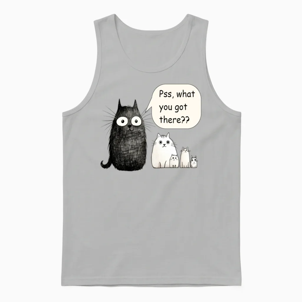 Curious Cats Comedy Club Cat Lovers Unisex Tank Top in Ash