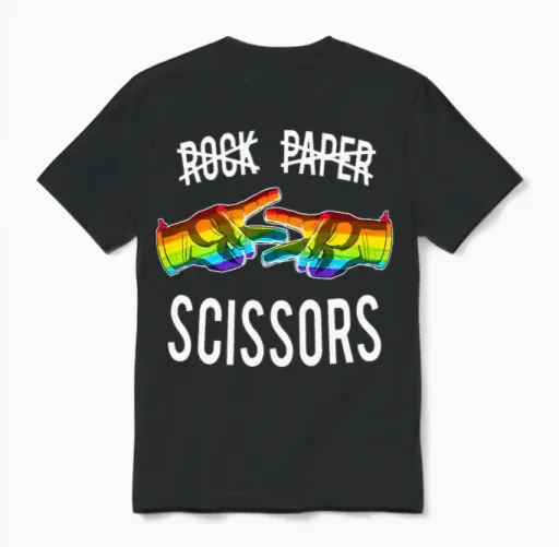 Paper Scissors Lesbian Pride Rainbow Lgbt Unisex T-Shirt in Black