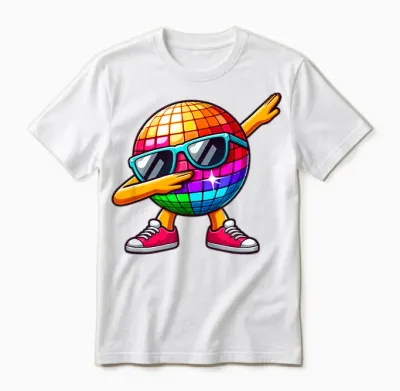 Led 70s Disco Ball Dabbing Sunglasses Nightclub Dance Party Unisex T-Shirt - White