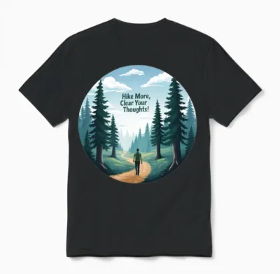 Hike More Clear Your Thoughts - Hiking Unisex T-Shirt - Black