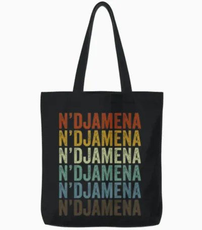 N'djamena Chad Retro Vintage Tote Bags - Black