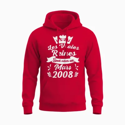 Les Vraies Reines Sont Nées En Février 2008 - Cadeau 18 Ans Unisex Hoodie - Red