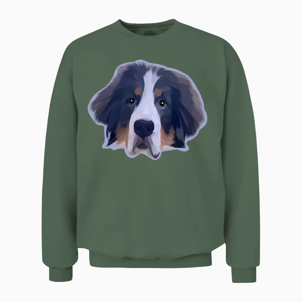 Dog Blue Lovers Gift Unisex Sweatshirt in Military Green