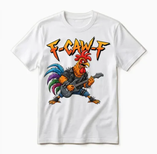 F-Caw-F Cock Meme Funny Chicken Guitarist Joke F'caw-F Unisex T-Shirt - White