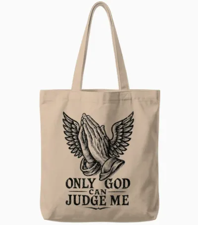 Tatouage Chicano Only God Can Judge Me Prayer Hands Colombes Tote Bags - Natural