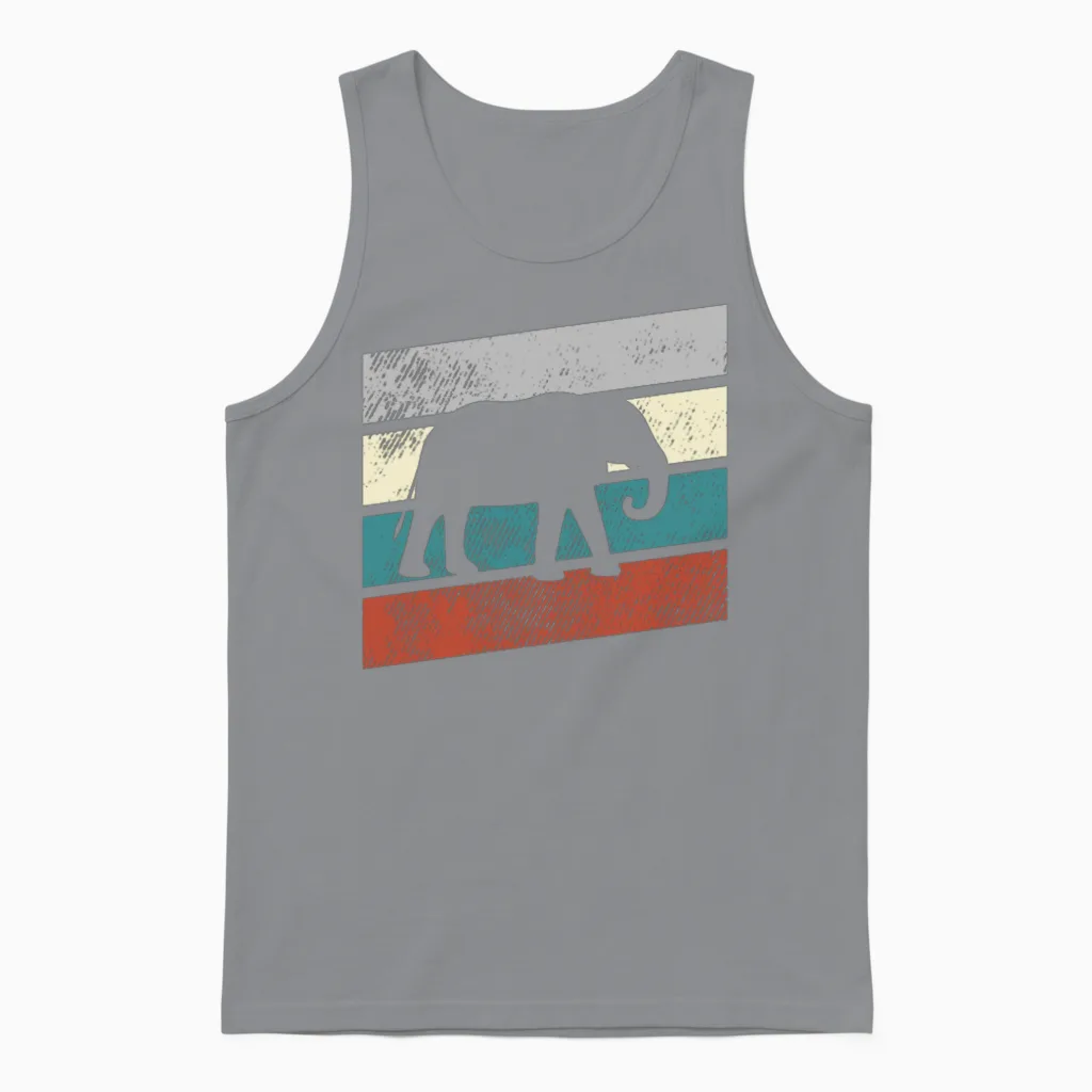 Elephant Retro Unisex Tank Top in Sport Grey