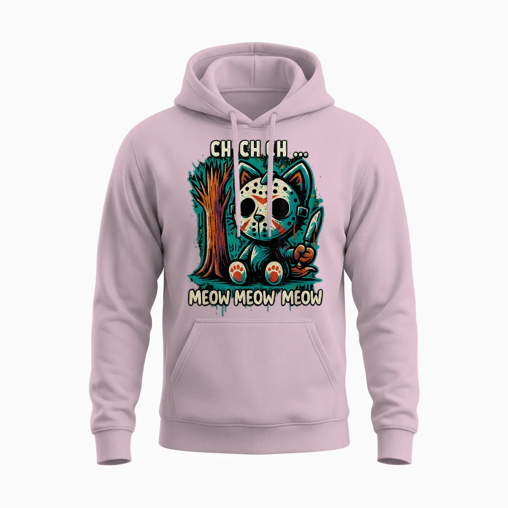 Cat Movie Horror - Ch Ch Ch Meow Unisex Hoodie in Light Pink
