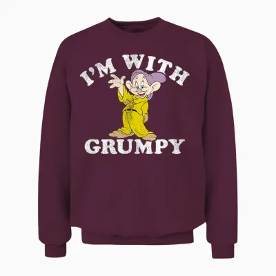 Disney Snow White & the Seven Dwarfs Dopey I'm with Grumpy Unisex Sweatshirt - Maroon