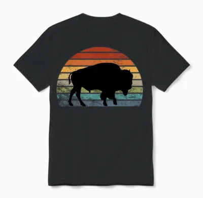 Bison Retro Unisex T-Shirt - Black