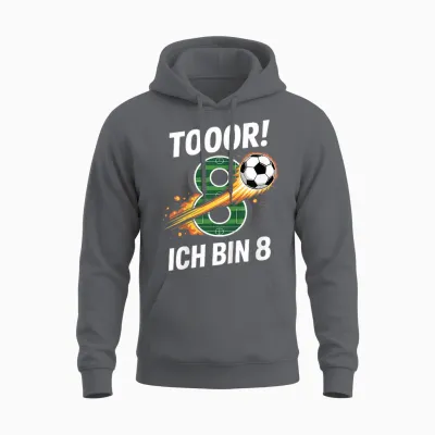 Kinder Toor Ich Bin 8 8.geburtstag Fußball Junge 8 Jahre Cooles Unisex Hoodie - Charcoal