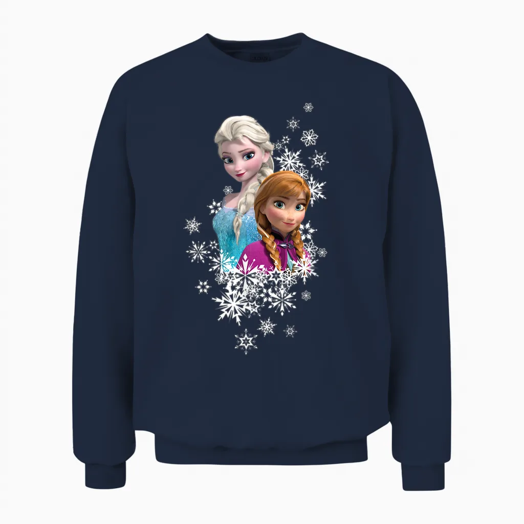 Disney Frozen Anna and Elsa Snowflakes Unisex Sweatshirt in Navy