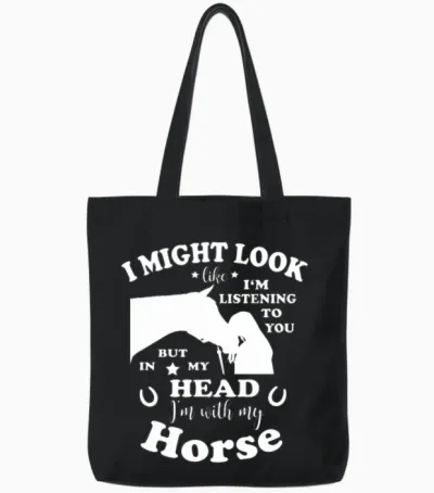 Horse Loving Girl Funny Horse Saying Tote Bags - Black