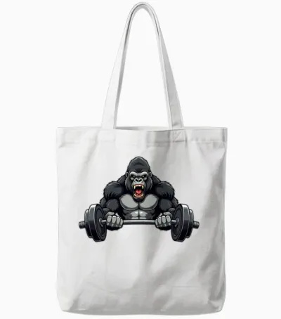 Gorilla, Beast, Body Builder Tote Bags - White