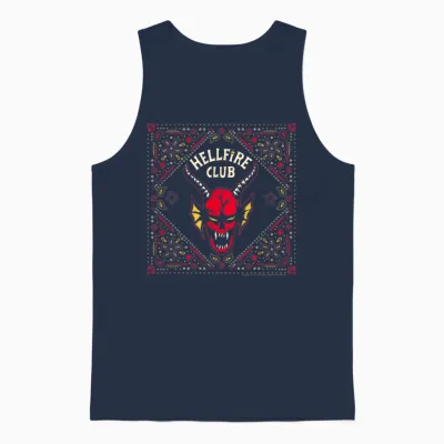 Stranger Things Dice Design Hellfire Club T-Shirt, Black, S Unisex Tank Top - Navy