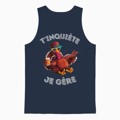 Accessory Turkey Turkey Humour Beer Aperitif T'inquiète Je T-Shirt, Black, S Unisex Tank Top - Navy